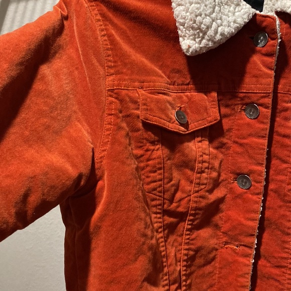 orange forever 21 faux fur lined coat - Picture 3 of 4